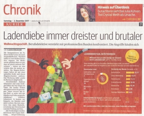 Titelbild zu Newsartikel: Ladendiebe immer dreister und brutaler - Kurier - 02.12.2017