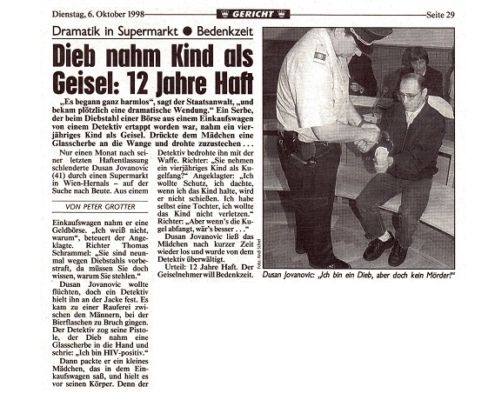 Titelbild zu Newsartikel: Dieb nahm Kind als Geisel - Kronen Zeitung - 06.10.1998