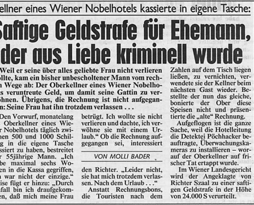 Saftige Geldstrafe für Ehemann der aus Liebe kriminell wurde