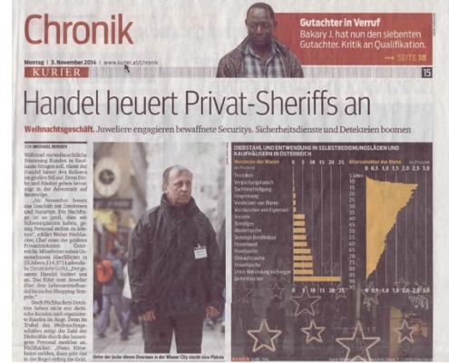 Titelbild zu Newsartikel: Handel heuert Privat-Sheriffs an - Kurier - 03.11.2014