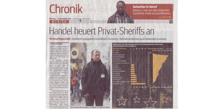Titelbild zu Newsartikel: Handel heuert Privat-Sheriffs an - Kurier - 03.11.2014