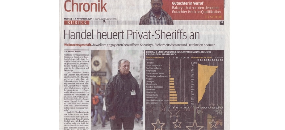 Titelbild zu Newsartikel: Handel heuert Privat-Sheriffs an - Kurier - 03.11.2014