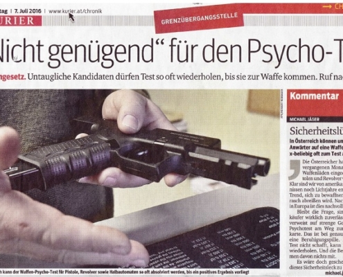 Titelbild zu Newsartikel: Nicht genügend für den Psycho-Test - Kurier - 07.07.2016