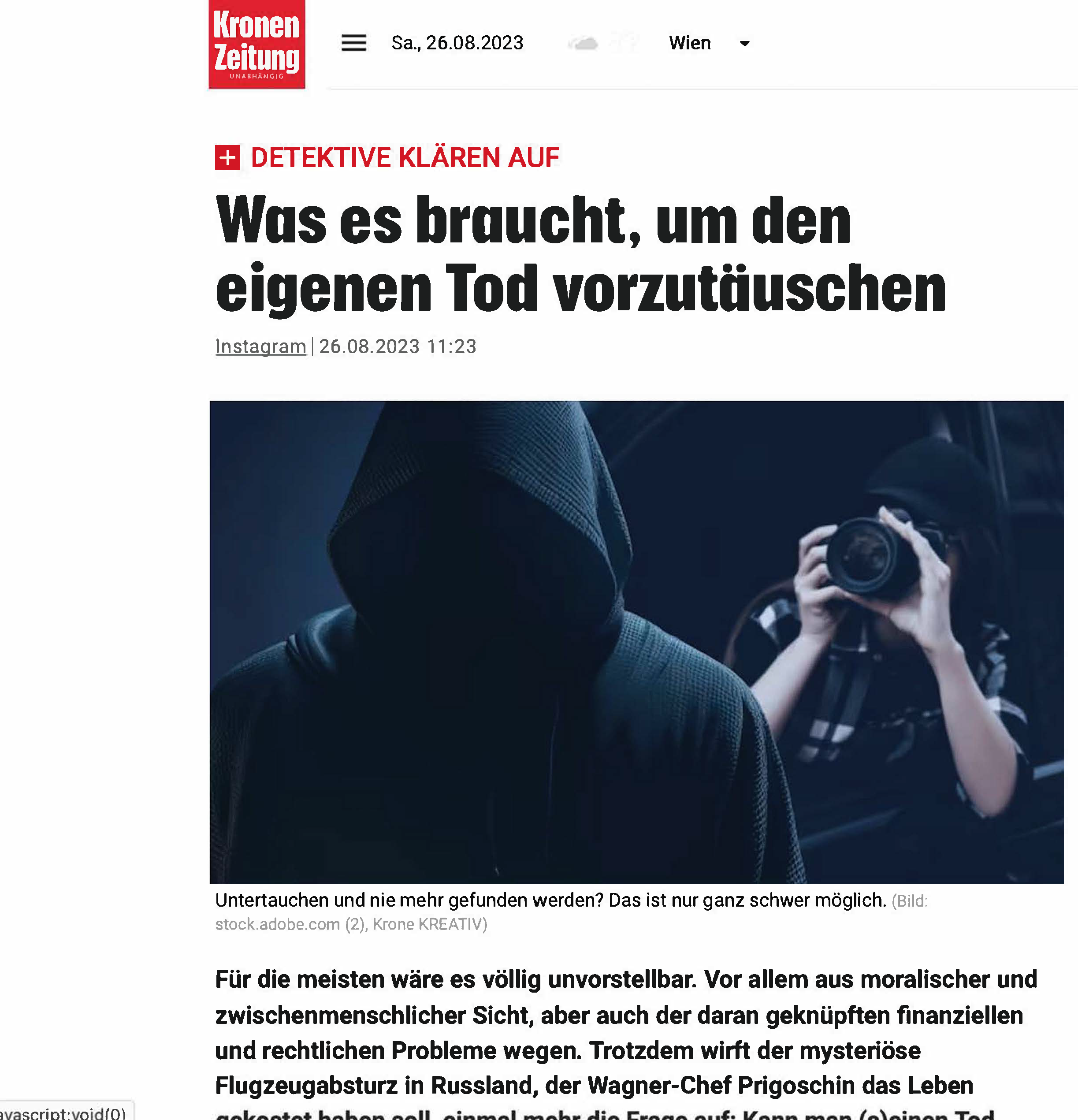 Was es braucht, um den eigenen Tod vorzutäuschen